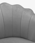 grey lotus accent chair of velvet material