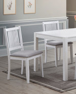 White Sleek Slat-Back Dining Chairs for Dining Room