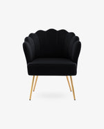 DUHOME Sacramento scalloped barrel chair black front view