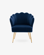 DUHOME Sacramento blue velvet scallop chair front view