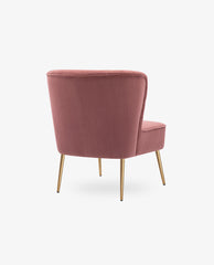 DUHOME pink velvet slipper chair back view
