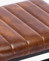 Macon Channel-Tufted Faux Leather X Bench