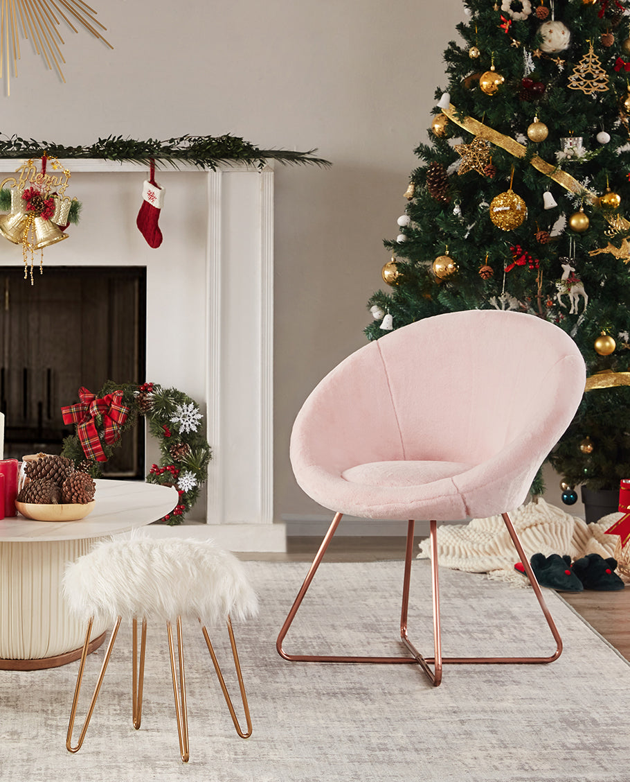 Living Room Pink Chair Rose Gold Legs Rose Gold Fluffy Chair Rose