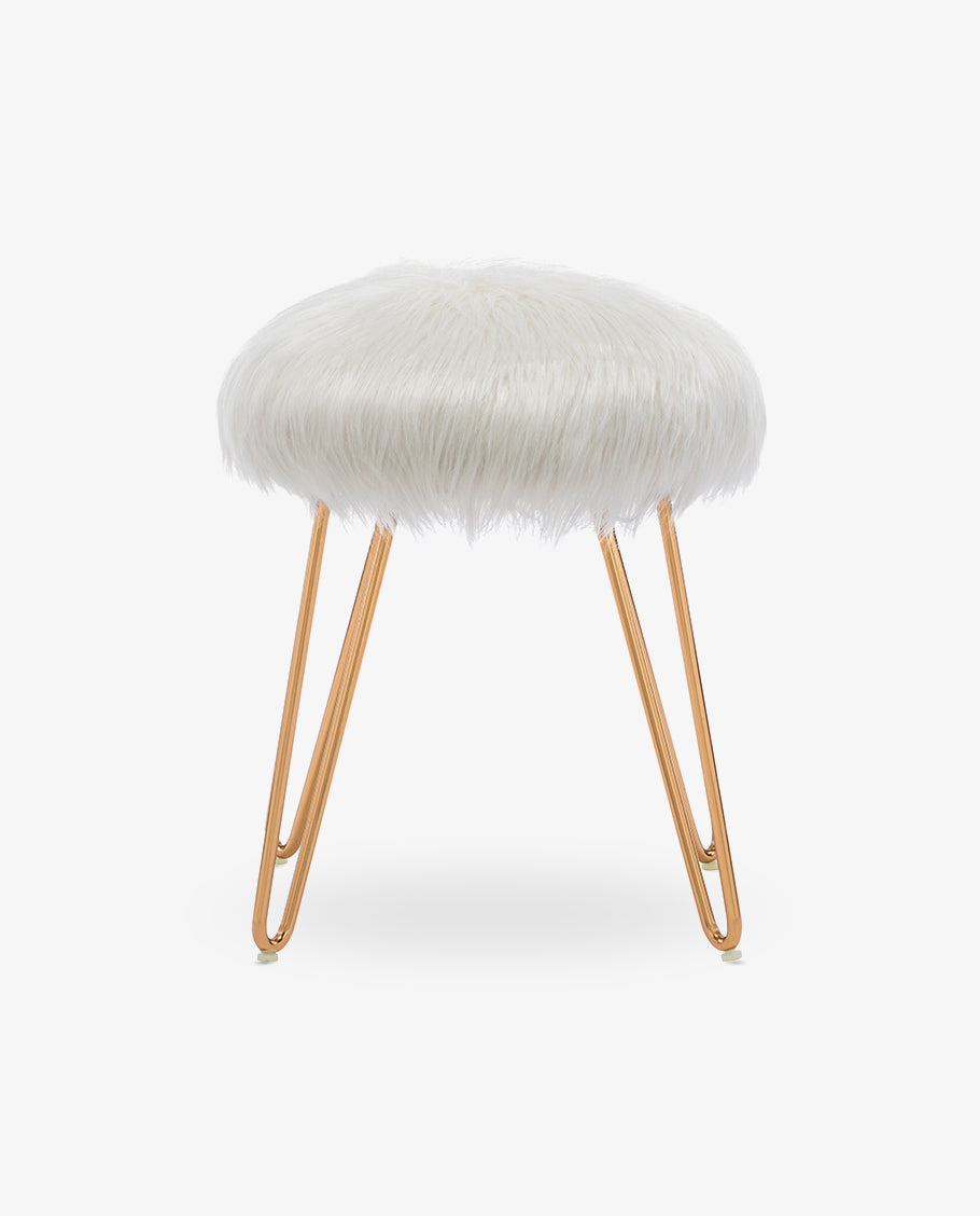 Orlando Fluffy Faux Fur Vanity Stool