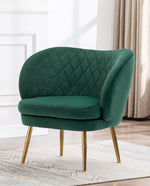 DUHOME Branson modern glam accent chairs dark green side veiw