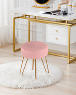 DUHOME velvet round footstool salmon pink