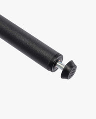 Close-up of chair adjustable foot leveler with screw and plastic cap