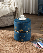 DUHOME small round ottoman coffee table blue