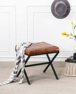 Macon Channel-Tufted Faux Leather X Bench