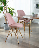 DUHOME green velvet dining chairs set of 4 salmon pink details