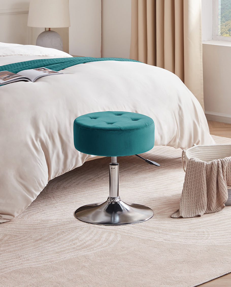 Rogers Round Height Adjustable Velvet Vanity Stool DUHOME Duhome Furniture