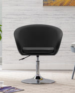 DUHOME black leather barrel chair